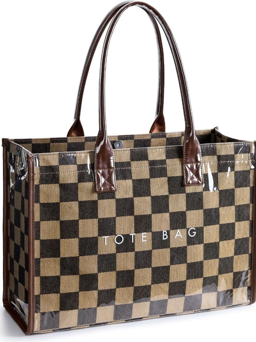 Stylish PVC Tote Bag for Women | Kraft Paper Work Handbag with Top Handle